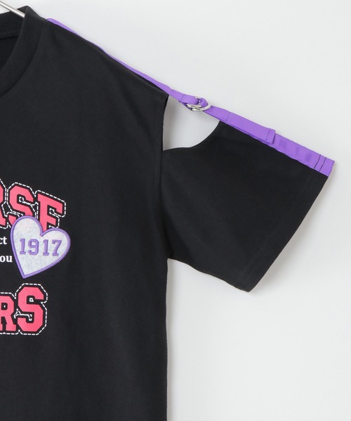 CONVERSE ALL STAR(コンバースオールスター)の「【キッズ】CONVERSE コンバース 肩テープT(130~160cm)(Tシャツ/カットソー・キッズ・ブラック/ライトパープル・130/140/160/150)」の4枚目の写真