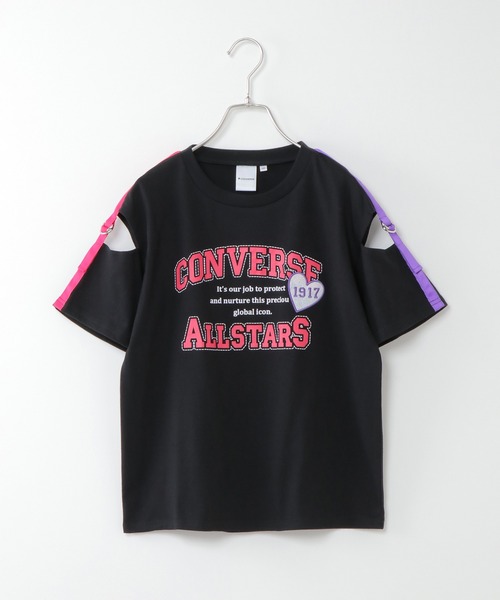 CONVERSE ALL STAR(コンバースオールスター)の「【キッズ】CONVERSE コンバース 肩テープT(130~160cm)(Tシャツ/カットソー・キッズ・ブラック/ライトパープル・130/140/160/150)」の9枚目の写真