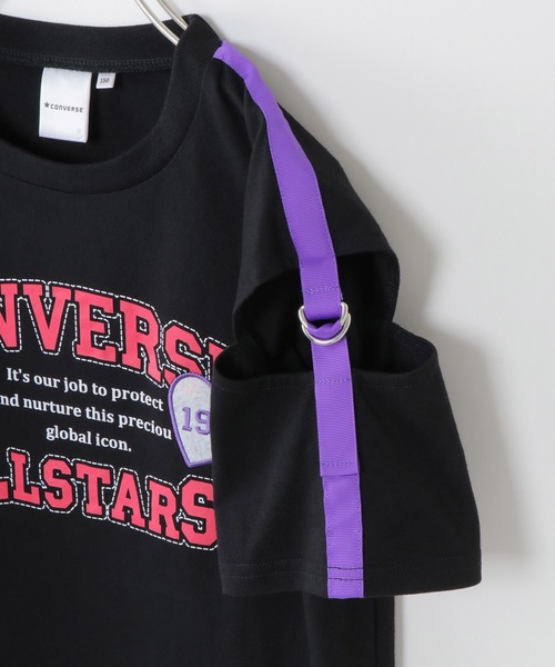 CONVERSE ALL STAR(コンバースオールスター)の「【キッズ】CONVERSE コンバース 肩テープT(130~160cm)(Tシャツ/カットソー・キッズ・ブラック/ライトパープル・130/140/160/150)」の12枚目の写真