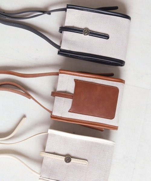 Bab(バブ)の「キャンバスコンビミニショルダーバッグ(ショルダーバッグ・レディース・ブラウン/オフホワイト/ブラック・ONESIZE)」の15枚目の写真