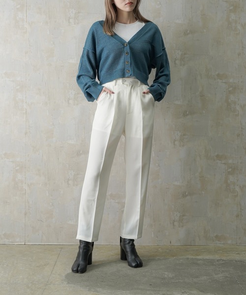 Lull（ルル）の「【Lull / ルル】センタープレスタックテーパードパンツ（スラックス・レディース・イエロー/ブラック/ピンク/レッド/ブルー/ホワイト/グリーン・ONESIZE）」の17枚目の写真