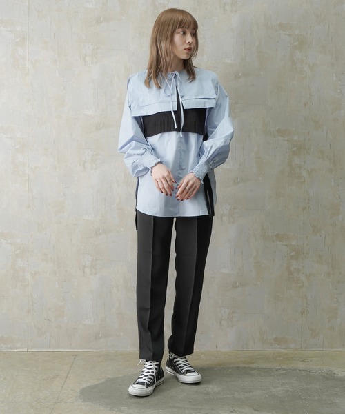 Lull（ルル）の「【Lull / ルル】センタープレスタックテーパードパンツ（スラックス・レディース・イエロー/ブラック/ピンク/レッド/ブルー/ホワイト/グリーン・ONESIZE）」の13枚目の写真