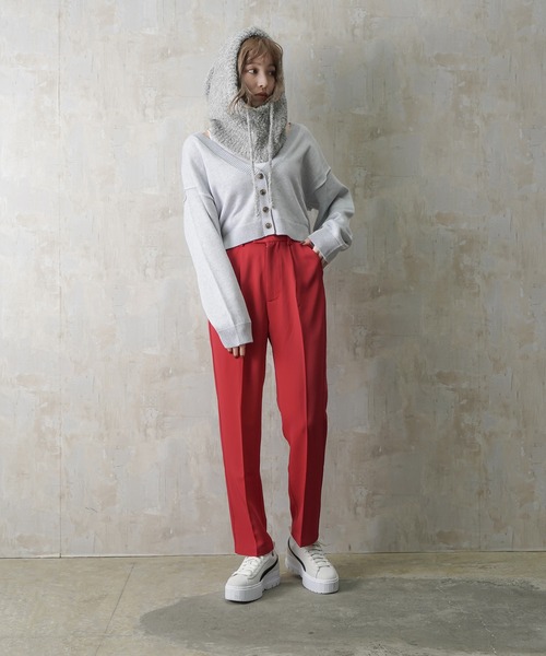 Lull（ルル）の「【Lull / ルル】センタープレスタックテーパードパンツ（スラックス・レディース・イエロー/ブラック/ピンク/レッド/ブルー/ホワイト/グリーン・ONESIZE）」の10枚目の写真