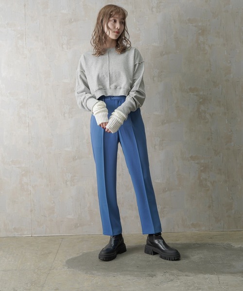 Lull（ルル）の「【Lull / ルル】センタープレスタックテーパードパンツ（スラックス・レディース・イエロー/ブラック/ピンク/レッド/ブルー/ホワイト/グリーン・ONESIZE）」の8枚目の写真