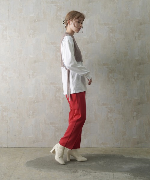 Lull（ルル）の「【Lull / ルル】センタープレスタックテーパードパンツ（スラックス・レディース・イエロー/ブラック/ピンク/レッド/ブルー/ホワイト/グリーン・ONESIZE）」の16枚目の写真