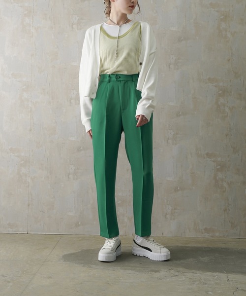 Lull（ルル）の「【Lull / ルル】センタープレスタックテーパードパンツ（スラックス・レディース・イエロー/ブラック/ピンク/レッド/ブルー/ホワイト/グリーン・ONESIZE）」の19枚目の写真