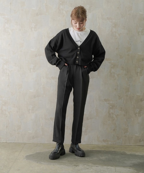 Lull（ルル）の「【Lull / ルル】センタープレスタックテーパードパンツ（スラックス・レディース・イエロー/ブラック/ピンク/レッド/ブルー/ホワイト/グリーン・ONESIZE）」の15枚目の写真