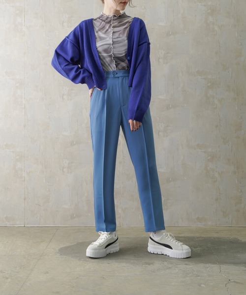 Lull（ルル）の「【Lull / ルル】センタープレスタックテーパードパンツ（スラックス・レディース・イエロー/ブラック/ピンク/レッド/ブルー/ホワイト/グリーン・ONESIZE）」の20枚目の写真