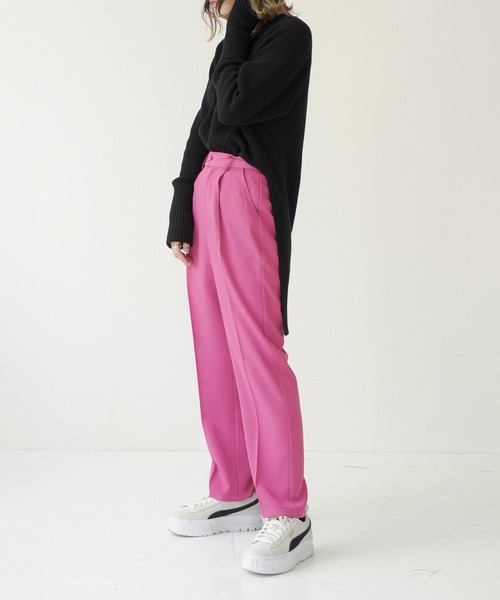 Lull（ルル）の「【Lull / ルル】センタープレスタックテーパードパンツ（スラックス・レディース・イエロー/ブラック/ピンク/レッド/ブルー/ホワイト/グリーン・ONESIZE）」の22枚目の写真