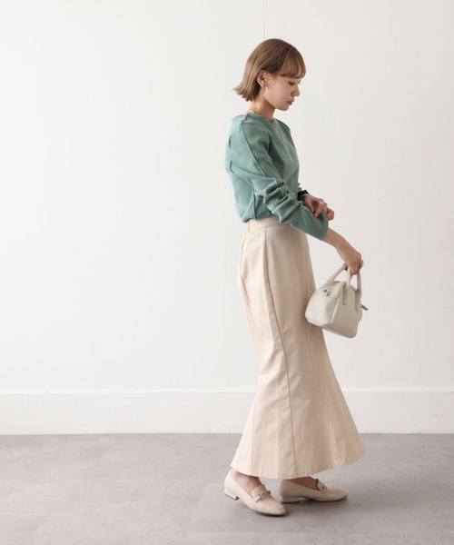 Chillfar（チルファー）の「カラーテレコメロートップス（Tシャツ/カットソー・レディース・ライトブルー/ブラック/オレンジ/ブルー/グリーン/アイボリー/カーキ/ブラウン・FREE）」の19枚目の写真