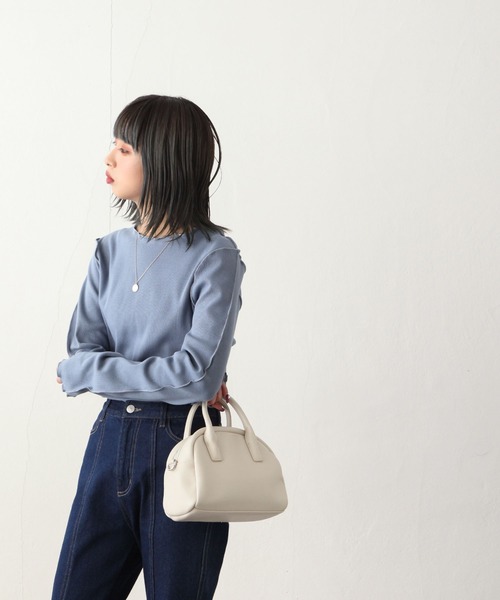 Chillfar（チルファー）の「カラーテレコメロートップス（Tシャツ/カットソー・レディース・ライトブルー/ブラック/オレンジ/ブルー/グリーン/アイボリー/カーキ/ブラウン・FREE）」の21枚目の写真