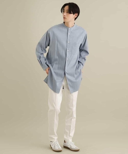 a.v.v（アーヴェヴェ）の「ロングシルエットバンドカラーシャツ（シャツ/ブラウス・メンズ・ライトグレー/ライトブルー・46/48）」の16枚目の写真