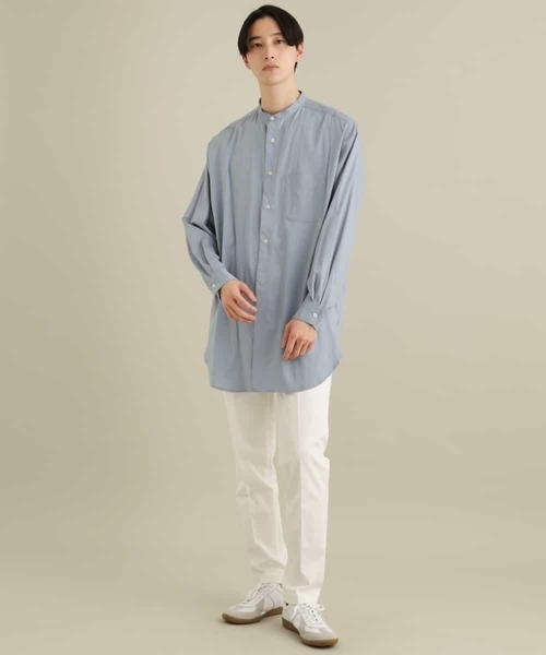 a.v.v（アーヴェヴェ）の「ロングシルエットバンドカラーシャツ（シャツ/ブラウス・メンズ・ライトグレー/ライトブルー・46/48）」の17枚目の写真
