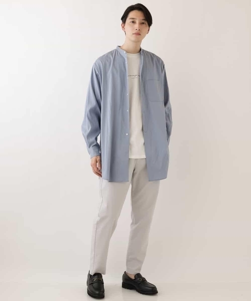 a.v.v（アーヴェヴェ）の「ロングシルエットバンドカラーシャツ（シャツ/ブラウス・メンズ・ライトグレー/ライトブルー・46/48）」の18枚目の写真