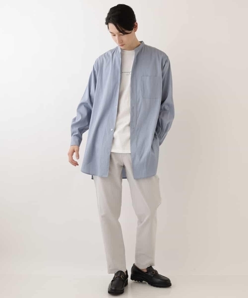 a.v.v（アーヴェヴェ）の「ロングシルエットバンドカラーシャツ（シャツ/ブラウス・メンズ・ライトグレー/ライトブルー・46/48）」の19枚目の写真
