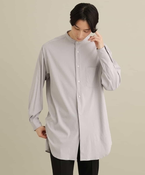 a.v.v（アーヴェヴェ）の「ロングシルエットバンドカラーシャツ（シャツ/ブラウス・メンズ・ライトグレー/ライトブルー・46/48）」の14枚目の写真