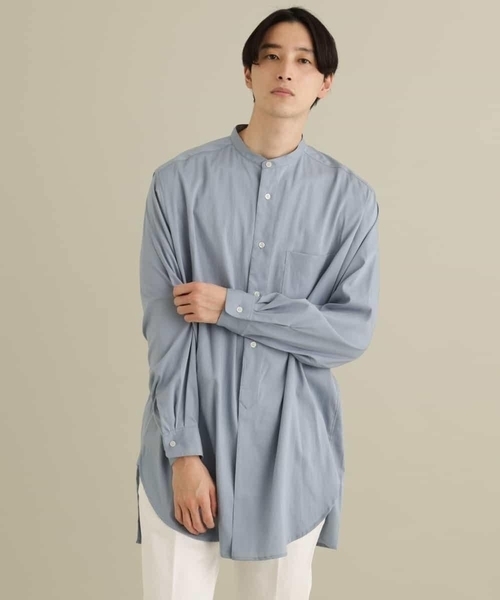 a.v.v（アーヴェヴェ）の「ロングシルエットバンドカラーシャツ（シャツ/ブラウス・メンズ・ライトグレー/ライトブルー・46/48）」の12枚目の写真