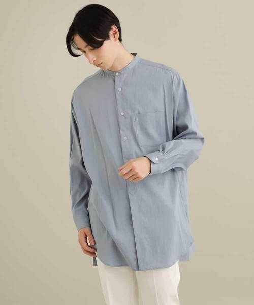 a.v.v（アーヴェヴェ）の「ロングシルエットバンドカラーシャツ（シャツ/ブラウス・メンズ・ライトグレー/ライトブルー・46/48）」の11枚目の写真