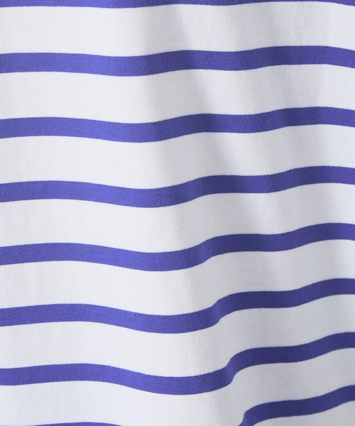 MONT KEMMEL（モンケメル）の「【MONTKEMMEL / モンケメル】別注 ボーダー オーバーサイズ クルーネック バスクTシャツ（Tシャツ/カットソー・メンズ・ブラック/カーキ/ブルー/スミクロ/グレイッシュブルー・46/48）」の17枚目の写真