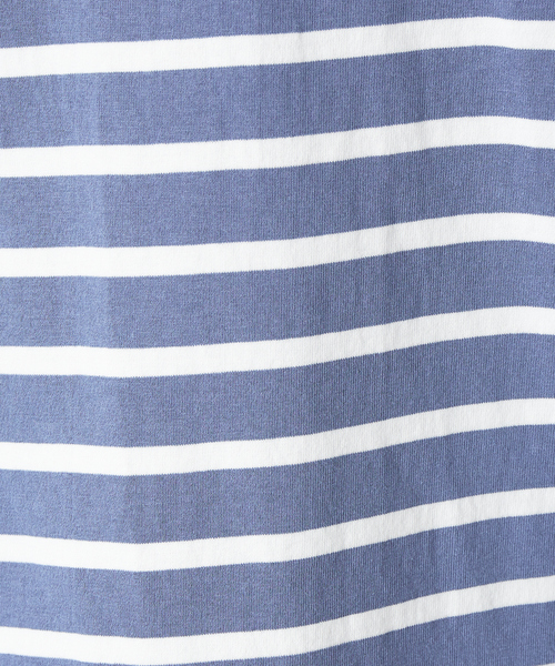 MONT KEMMEL（モンケメル）の「【MONTKEMMEL / モンケメル】別注 ボーダー オーバーサイズ クルーネック バスクTシャツ（Tシャツ/カットソー・メンズ・ブラック/カーキ/ブルー/スミクロ/グレイッシュブルー・46/48）」の20枚目の写真