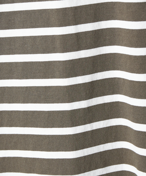 MONT KEMMEL（モンケメル）の「【MONTKEMMEL / モンケメル】別注 ボーダー オーバーサイズ クルーネック バスクTシャツ（Tシャツ/カットソー・メンズ・ブラック/カーキ/ブルー/スミクロ/グレイッシュブルー・46/48）」の21枚目の写真