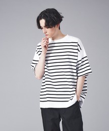 MONT KEMMEL | 【MONTKEMMEL / モンケメル】別注 ボーダー オーバーサイズ クルーネック バスクTシャツ(Tシャツ/カットソー)