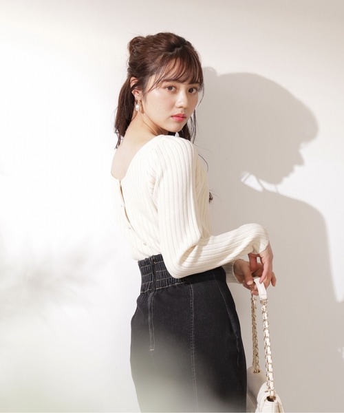 PROPORTION BODY DRESSING（プロポーションボディドレッシング）の「前後２ＷＡＹボリュームスリーブリブ / 1212170309（ニット/セーター・レディース・ブルー/ホワイト系その他/オレンジ・FREE）」の2枚目の写真