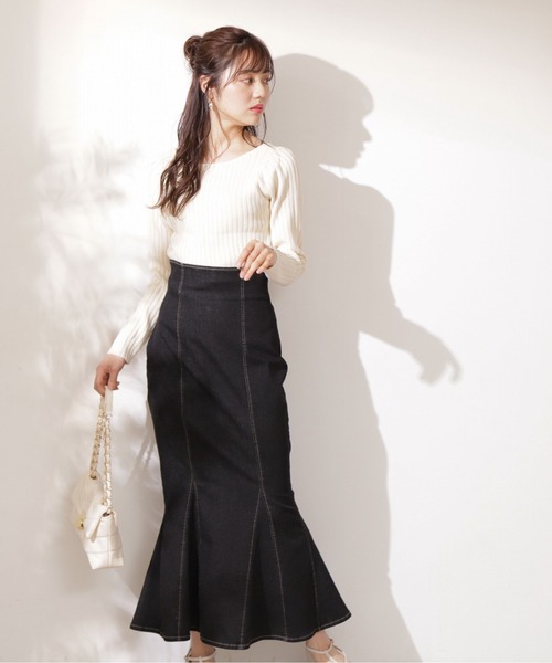 PROPORTION BODY DRESSING（プロポーションボディドレッシング）の「前後２ＷＡＹボリュームスリーブリブ / 1212170309（ニット/セーター・レディース・ブルー/ホワイト系その他/オレンジ・FREE）」の4枚目の写真