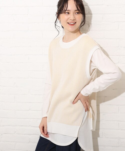 Cutie Blonde(キューティーブロンド)の「◆【S-L】カラーストライプニットベスト(ベスト・レディース・カーキ/サックスブルー/グレー系その他/イエロー系その他・01/02/03)」の4枚目の写真