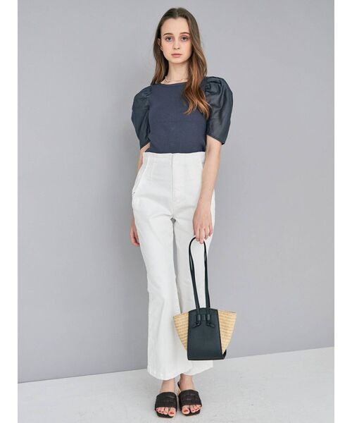 MERCURYDUO（マーキュリーデュオ）の「2WAY異素材パフスリーブニットカーディガン（カーディガン/ボレロ・レディース・オフホワイト/ベビーピンク/ネイビー・FREE）」の11枚目の写真