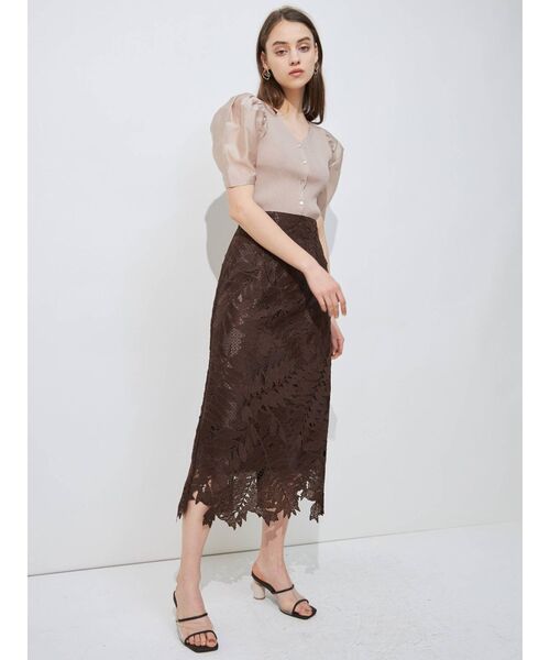 MERCURYDUO（マーキュリーデュオ）の「2WAY異素材パフスリーブニットカーディガン（カーディガン/ボレロ・レディース・オフホワイト/ベビーピンク/ネイビー・FREE）」の14枚目の写真