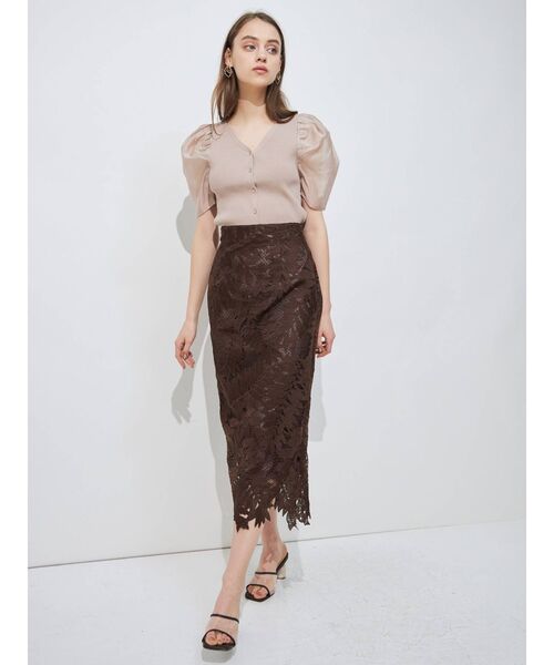 MERCURYDUO（マーキュリーデュオ）の「2WAY異素材パフスリーブニットカーディガン（カーディガン/ボレロ・レディース・オフホワイト/ベビーピンク/ネイビー・FREE）」の15枚目の写真