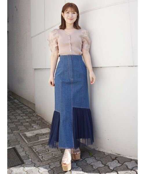 MERCURYDUO（マーキュリーデュオ）の「2WAY異素材パフスリーブニットカーディガン（カーディガン/ボレロ・レディース・オフホワイト/ベビーピンク/ネイビー・FREE）」の19枚目の写真