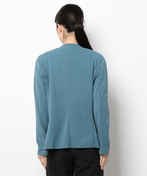 Settimissimo（セッティミッシモ）の「カットジョーゼットノーカラージャケット（ノーカラージャケット・レディース・ブラック/サックスブルー・M）」の4枚目の写真