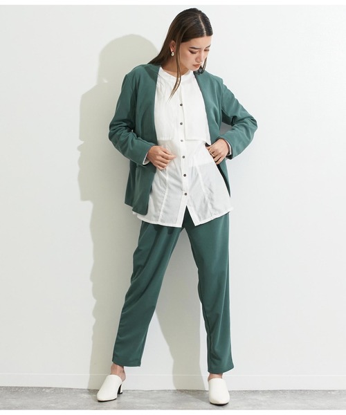 Settimissimo（セッティミッシモ）の「カットジョーゼットノーカラージャケット（ノーカラージャケット・レディース・ブラック/サックスブルー・M）」の7枚目の写真