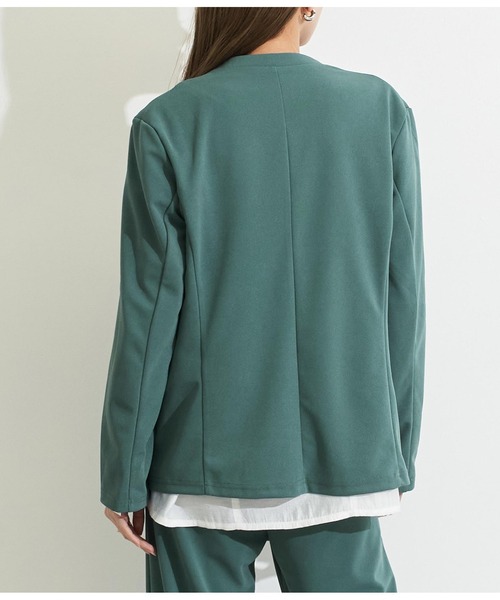 Settimissimo（セッティミッシモ）の「カットジョーゼットノーカラージャケット（ノーカラージャケット・レディース・ブラック/サックスブルー・M）」の8枚目の写真