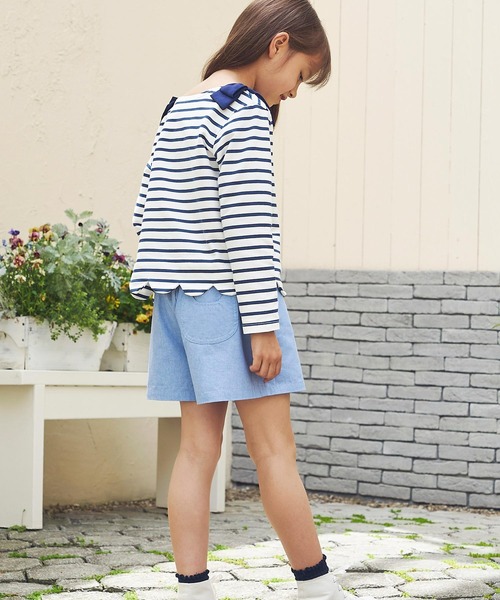 PAUL&JOE(ポールアンドジョー)の「PAUL & JOE(ポール & ジョー) Kids & Junior スカラップヘムボーダーロンT(Tシャツ/カットソー・キッズ・ネイビー/ラベンダー・140cm/120cm/110cm/130cm/150cm)」の6枚目の写真
