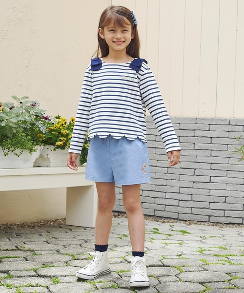 PAUL&JOE(ポールアンドジョー)の「PAUL & JOE(ポール & ジョー) Kids & Junior スカラップヘムボーダーロンT(Tシャツ/カットソー・キッズ・ネイビー/ラベンダー・140cm/120cm/110cm/130cm/150cm)」の7枚目の写真