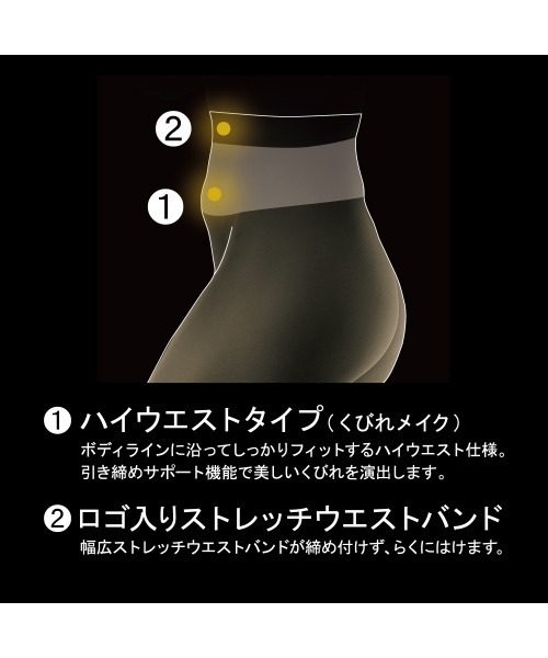RIZAP（ライザップ）の「RIZAP/ライザップ ハイウエスト10分丈レギンス はいて歩いてカロリー消費アップ クールタイプ（レギンス/スパッツ・レディース・ブラック・M～Ｌ/L～LL）」の3枚目の写真