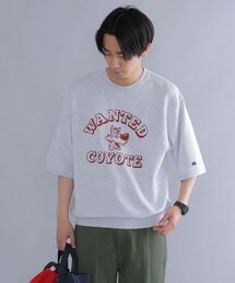 *【SHIPS別注】RUSSELL ATHLETIC: ビッグシルエット カレッジロゴ/アニマル プリント ハーフスリーブ スウェット