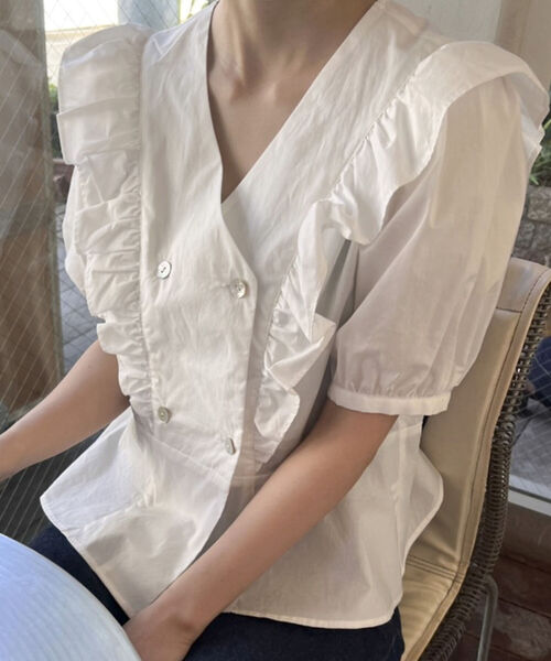 fredy emue - 新品 Fresy emue フレディエミュ　ガーゼ　フリフリ　ボタンシャツ　38 新品 Fresy emue フレディエミュ ガーゼ フリフリ ボタンシャツ