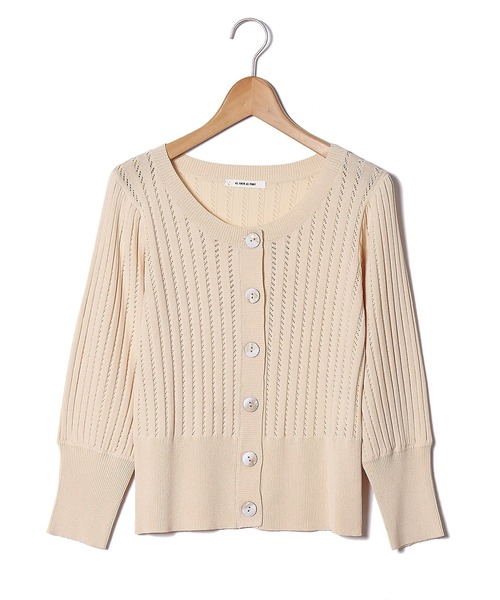 AS KNOW AS PINKY(アズノゥアズピンキー)の「透かしてポワっとお袖カーディガン(カーディガン/ボレロ・レディース・アイボリー/ブラック/グリーン/ラベンダー・FREE)」の2枚目の写真