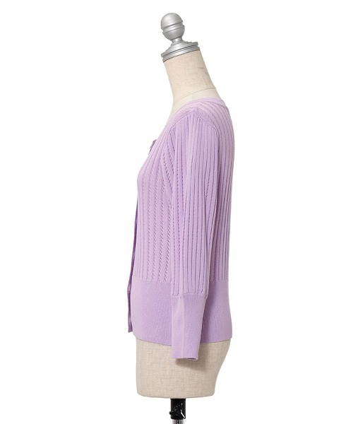 AS KNOW AS PINKY(アズノゥアズピンキー)の「透かしてポワっとお袖カーディガン(カーディガン/ボレロ・レディース・アイボリー/ブラック/グリーン/ラベンダー・FREE)」の6枚目の写真