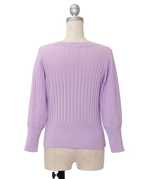 AS KNOW AS PINKY(アズノゥアズピンキー)の「透かしてポワっとお袖カーディガン(カーディガン/ボレロ・レディース・アイボリー/ブラック/グリーン/ラベンダー・FREE)」の7枚目の写真