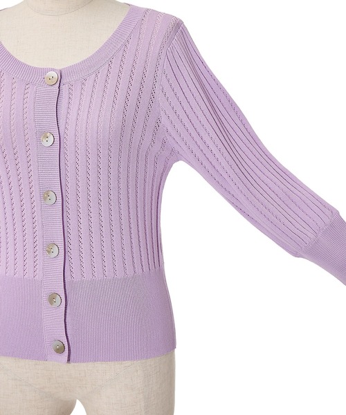 AS KNOW AS PINKY(アズノゥアズピンキー)の「透かしてポワっとお袖カーディガン(カーディガン/ボレロ・レディース・アイボリー/ブラック/グリーン/ラベンダー・FREE)」の8枚目の写真