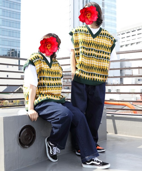 8(eight)（エイト）の「ジャガード幾何学柄ニットベスト（ベスト