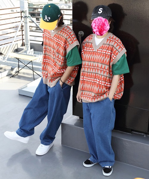 ８(eight)（エイト）の「ジャガード幾何学柄ニットベスト（ベスト・メンズ・ベージュ/グリーン/チャコール・LARGE/X-LARGE/MEDIUM）」の8枚目の写真