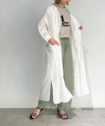 タックギャザーコットンシャツワンピース