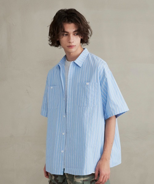 ルーズシルエットストライプワークシャツ ショートスリーブ（シャツ/ブラウス）｜Revo.（レボ）