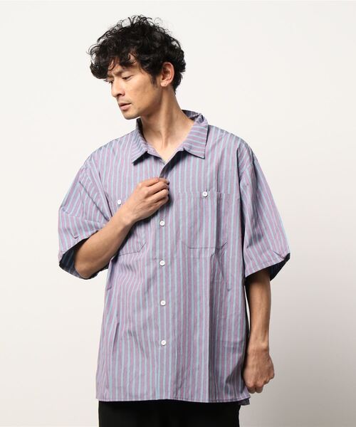 ルーズシルエットストライプワークシャツ ショートスリーブ（シャツ/ブラウス）｜Revo.（レボ）